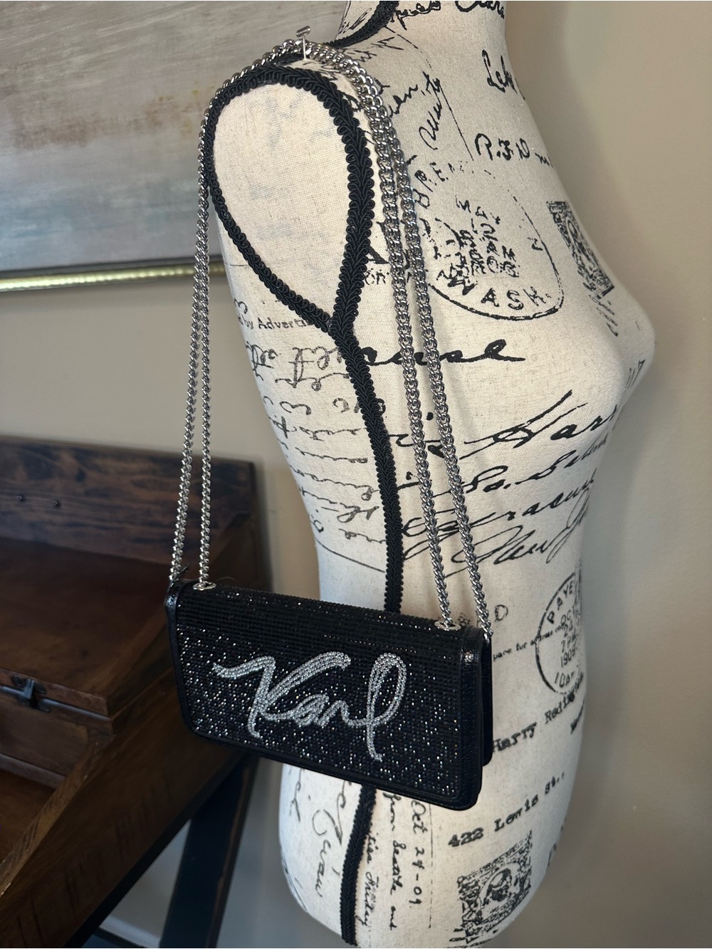 Karl Lagerfeld NWT $148 MSRP Kosette Crystal Crossbody Bag - Picture 9 of 10